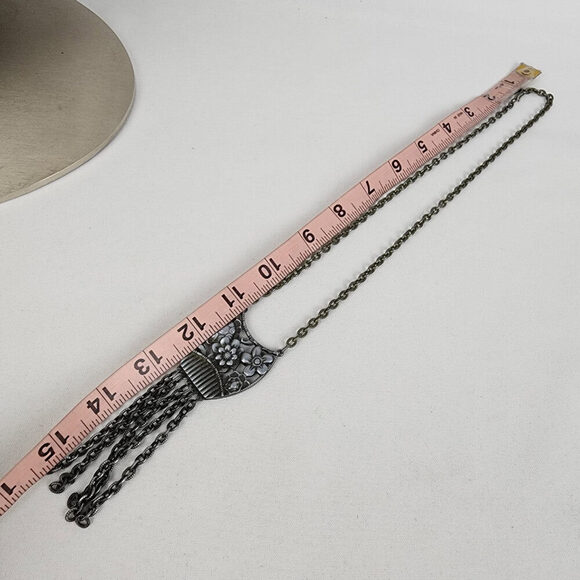 Vintage Sarah Coventry Floral Chain Tassel Pendant Necklace - Picture 8 of 8